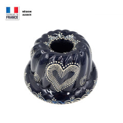 Moule à Kouglof Bleu Décor Coeur 20 cm