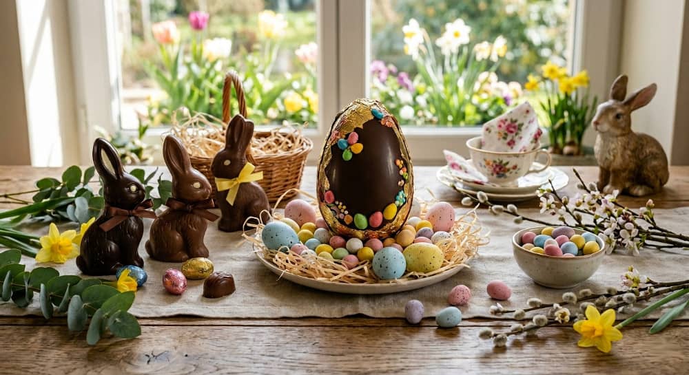 Assortiment de chocolats de Pâques à partager en famille